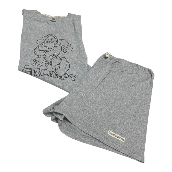 Disney Grumpy Pajama Set Heather Gray Tee & Shorts Loungewear Women’s Size XL - Picture 7 of 7